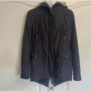 Women’s Charcoal Grey Hooded Faux Fur Jacket